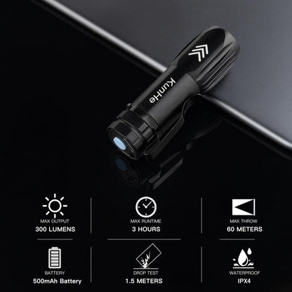 KunHe 5 Pack Small Rechargeable Flashlights Bulk USB-C Mini High Lumen Flashlight Clip-on Portable Pocket Flash Light for EDC Emergency Home Use
