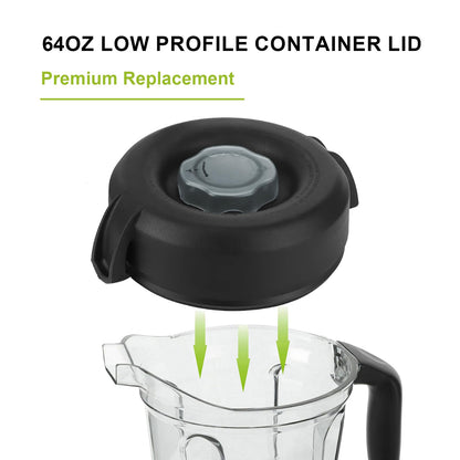 Blender Lid Replacement, 64 oz Low-Profile Container Lid Replace for Pro 750 Series Blender Cover, Rubber Blender Lid for 64oz Container Pitcher Jar Cup Top