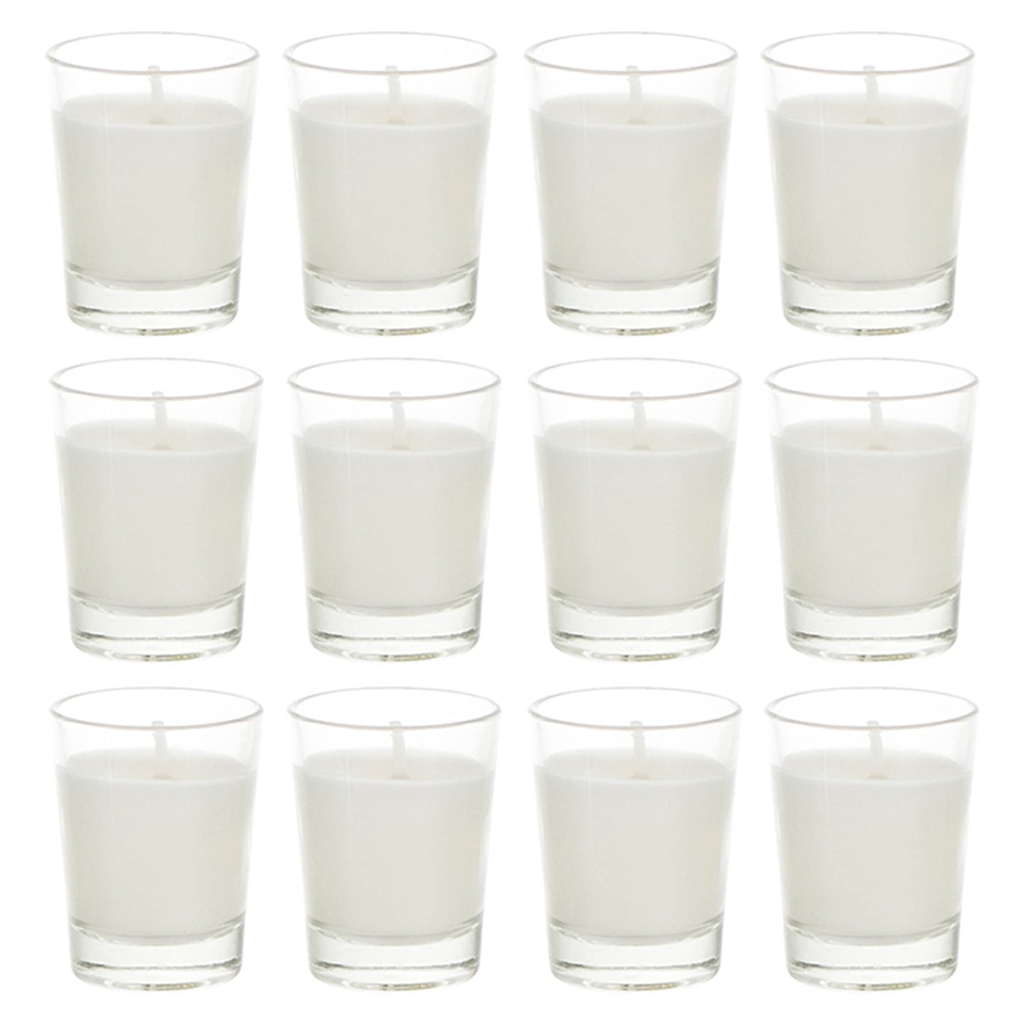 Mega Candles 12 pcs Unscented Glass White Container Candle, Mini Party Light 5 Hour Burn Time 1.5 Inch x 1.75 Inch, Home Décor, Wedding Receptions, Occasions, Events, Festivities, Meditations, Altar