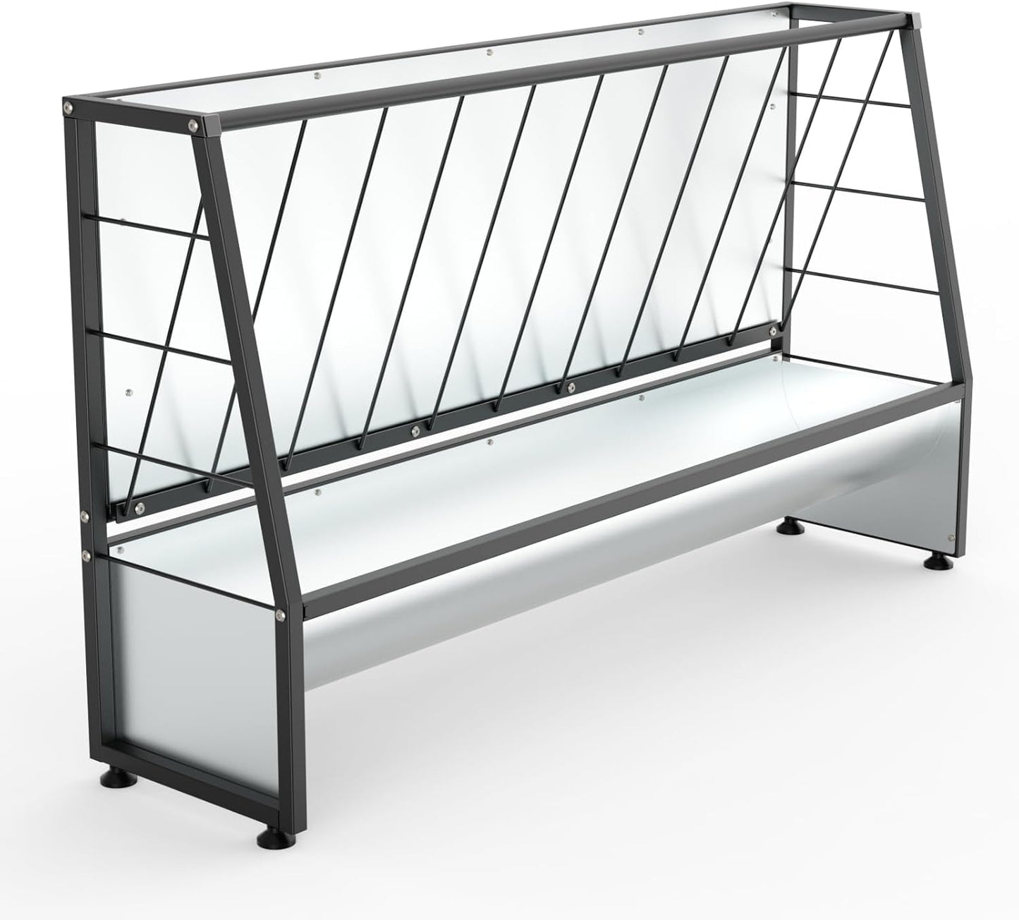 BUYYAH 4 Ft Pasture Hay Feeder Black, Livestock Hay Feeder, Outdoor Hay Feeder for Sheep, Goats, Pony and Miniature Horses