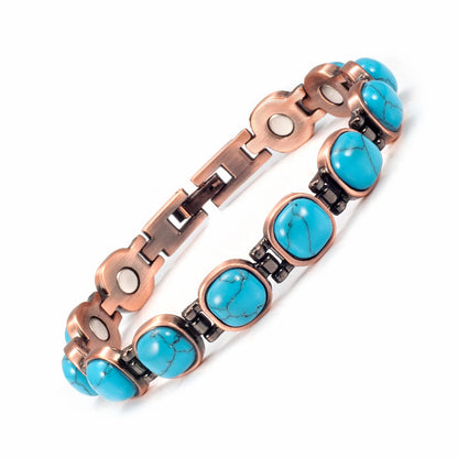 EnerMagiX Copper Bracelet for Women, Pure Copper Adjustable Blue Turquoise Bracelet Jewelry, Mother's Day Gift（0173）