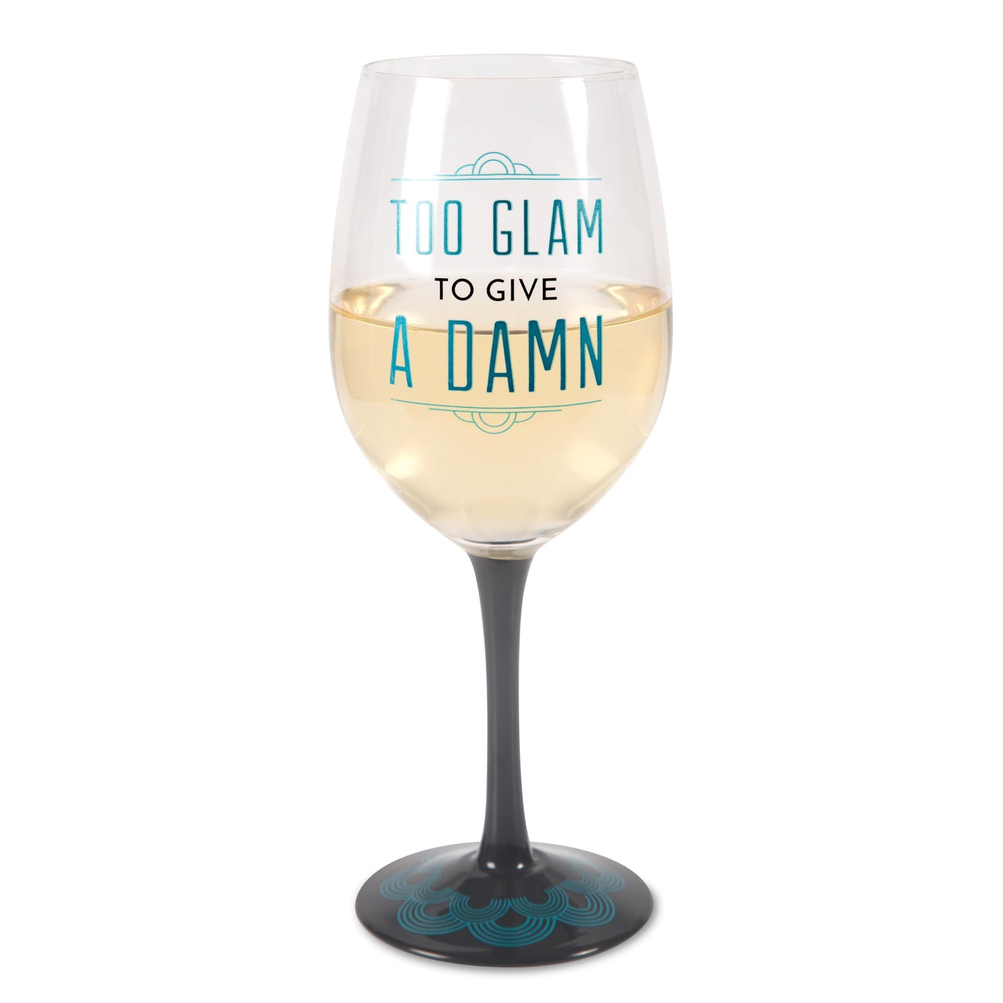 Pavilion Gift Company Pretty Inappropriate Too Glam To Give A Damn Wine Glass Candle Holder, Blue