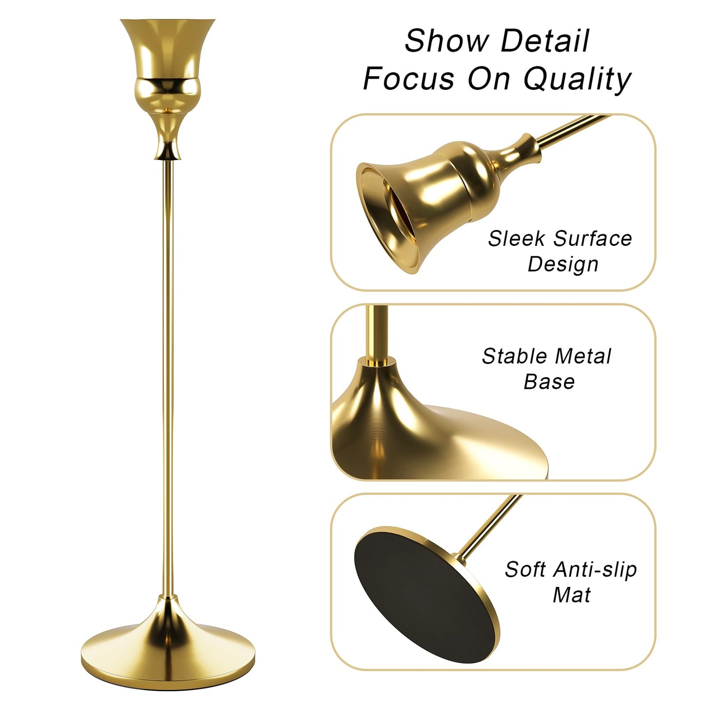 Showin Candlestick Holders Gold, 6 Packs Taper Candle Holder for Candlesticks, Candle Sticks Holder Decor for Home Decor