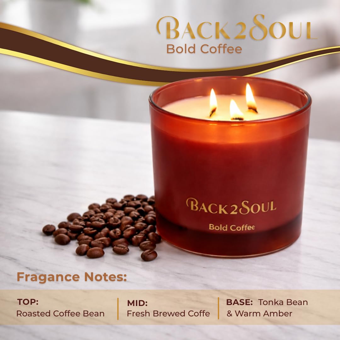 Scented Soy Candles 13.4 oz, Non Toxic Candle, Clean Burning Aromatherapy Candle for Relaxation, 50 Hours Burn Time, Mothers Day Gift for Mom, Bold Coffee