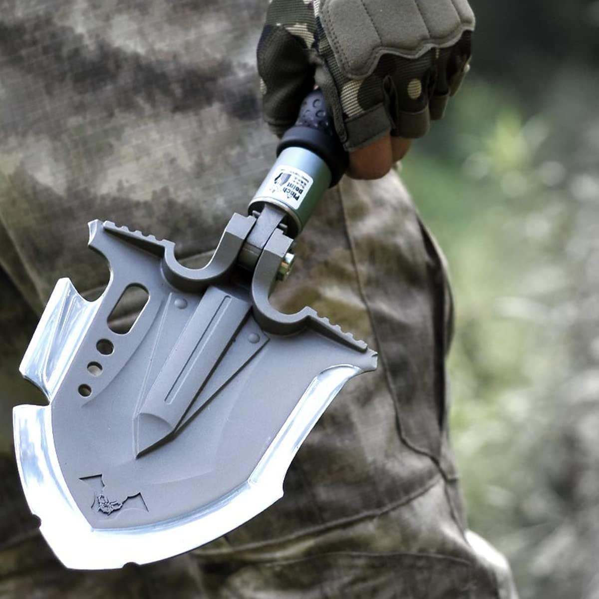 Zune Lotoo Survival Shovel Multitool 28 in 1 Luxury Kit, Tactical Camping Folding Shovel, Unbreakable Martensitic Steel Adjustable 7 Angles 24-35.4'' Length, Compact Gear for Outdoor Hiking Emergency