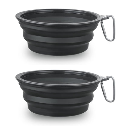 Dog Bowl Pet Collapsible Bowls, 2 Pack for Cats Dogs, Portable Pet Feeding Watering Dish for Walking Parking Traveling with 2 Carabiners (Small, Blue+Green)