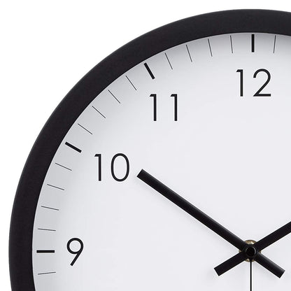 Amazon Basics Classic 12" Round Wall Clock, Easy to Read, Silent Non Ticking, Battery Operated, Black