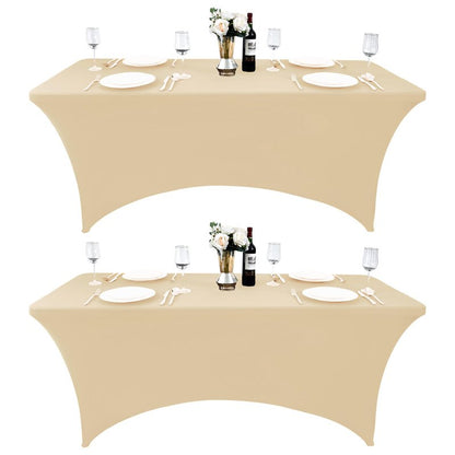 ZarzaaSik 2-Pack 4ft Spandex Table Covers for Rectangular Folding Tables - Wrinkle Resistant Stretch Tight Table Cloths - Ultimate Fitted Table Protector for Parties, Banquet, and Wedding