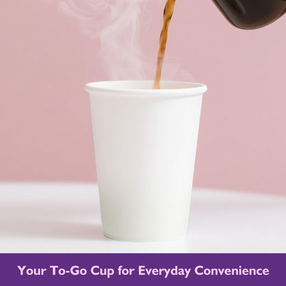 PACKINNO 8 oz White Paper Coffee Cups, Disposable Hot Cups for Coffee, Tea, Cocoa, Water, 400 Pack