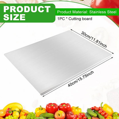 Stainless Steel Cutting Boards with Lip for Kitchen, Metal Cutting Board over Sink Large Cuttig Board, Baking-Cutting-Chopping-Board Suitable for Meat, Fruits, Vegetables, Bread, Noodle, and Pizza