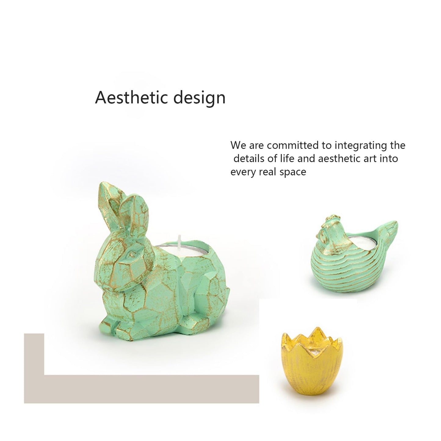 Candlestick Holders Easter Candlestick Home Furnishing Rabbit Animal Candle Tray Snail Eggshell Chicken Shape Candle Holders Party Decoration Candle Holders (Color : B)