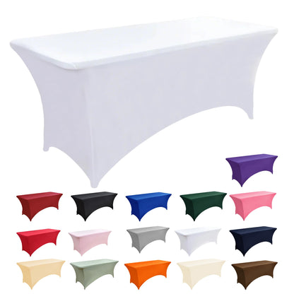 ZarzaaSik 10-Pack 6ft White Spandex Table Covers for Rectangle Standard Folding Tables - Wrinkle Resistant Stretch Tablecloths - Ultimate Fitted Table Protector for Parties, Banquet, Wedding