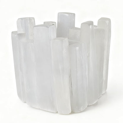 Selenite Tea Light Holder - Natural Crystal Candle Holder for Home Decor, Meditation & Reiki | Square Irregular Cup