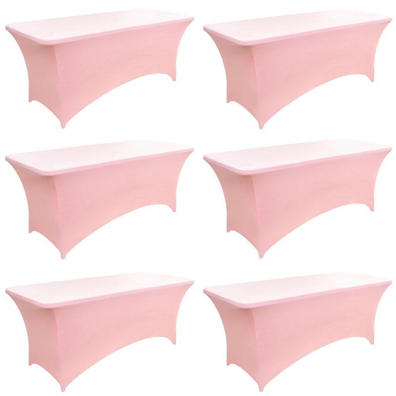 ZarzaaSik 6-Pack 6ft Spandex Table Covers for Rectangle Standard Folding Tables - Wrinkle Resistant Stretch Tablecloths - Ultimate Fitted Table Protector for Parties, Trade Shows, Wedding