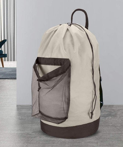 Dalykate Laundry Backpack - 115L Large Hamper with Shoulder Straps & Mesh Pocket | Khaki Color