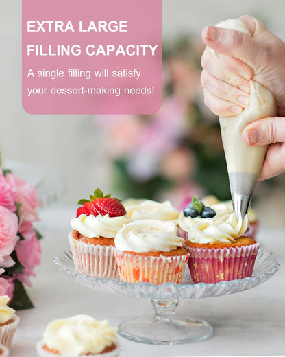 24 Inch Extra Large Piping Bags Disposable, 100 Pieces Icing Bags, Tipless Piping Bags, Thickened Pastry Bags, Non-Slip & Anti-Burst, Frosting Piping Bags for Cakes Cookies Decoration