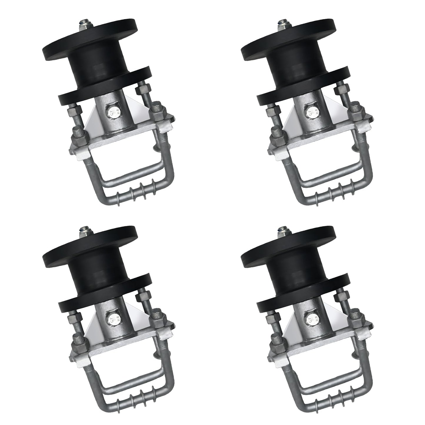 Sliding Gate Rollers, Nylon Cantilever Slide Gate, Rolling Cantilever, 4" Square Post × 2" Chain Link Fence Gate Frame, Slide Gate Roller Hardware - Pack of 4