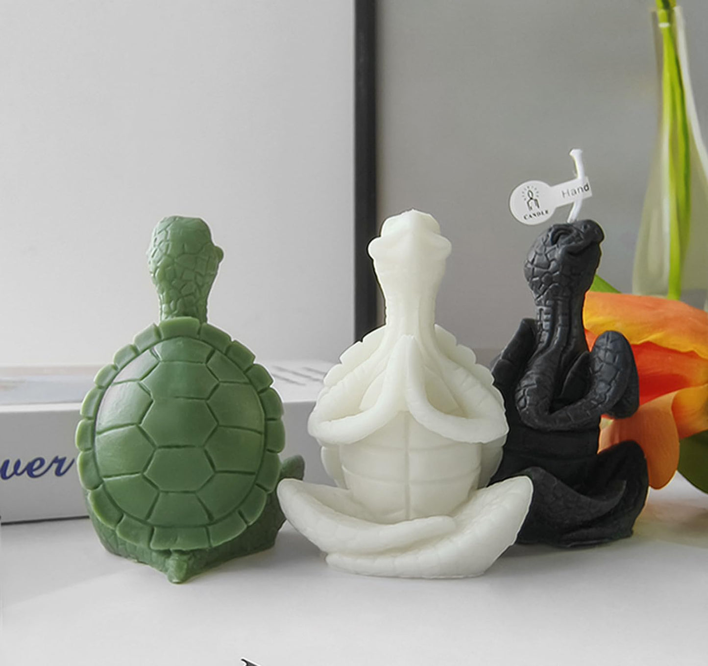 Turtle Yoga Pose Shaped Scented Candle,50G Aroma Soy Wax Decorative Art Candle for Table Photo Prop Birthday,Prefect Gift for Meditation Stress Relief Mood Boosting (Green)