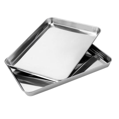 LEXININ Baking Sheet Set, 11.8 x 15.7 x 1 Inch, 8-Piece Stainless Steel Cookie Pan, Silver