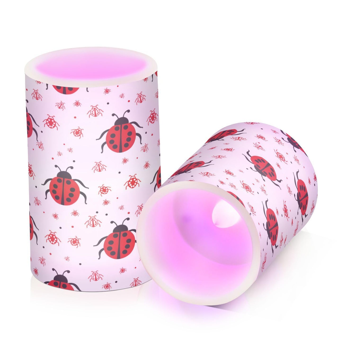 ALAZA Ladybugs Flickering Flameless Candles Battery Operated with Remote Timer,Tea Light Candles LED Pillar Votive Candles Set of 2 for Outdoor Indoor Decorations