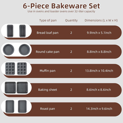 Professional Grade Nonstick Baking Pans Set by [Brand Name] - 11-Piece Carbon Steel Bakeware, Oven Safe to 450°F, Dishwasher Safe, Stackable | Steel Gray