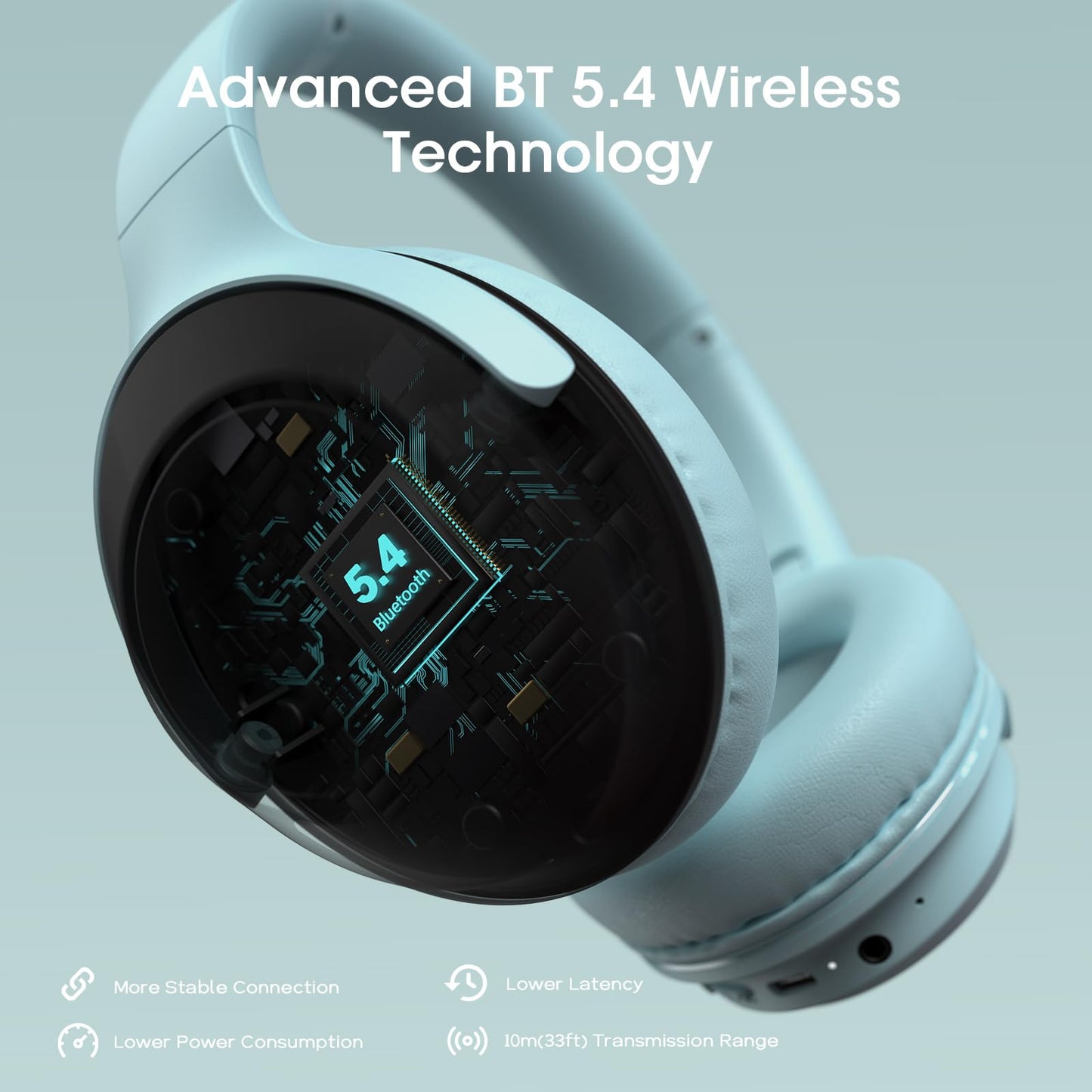 DOQAUS Bluetooth Headphones Over The Ear Wireless, 70H Playtime, 3 EQ Modes, HiFi Stereo with Deep Bass, Memory Foam Comfort for Travel, Gym, Workout, Phone, PC Stocking Stuffers