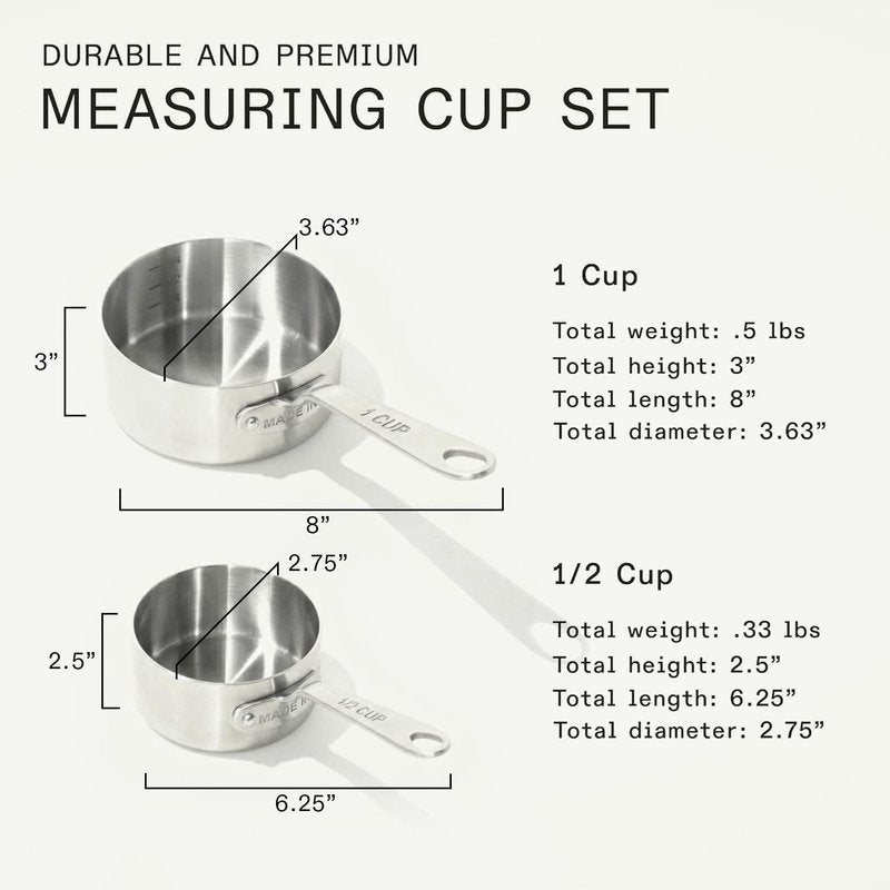 Made In Cookware | Measuring Cup Set | Stainless Steel | Stackable | Dishwasher Safe