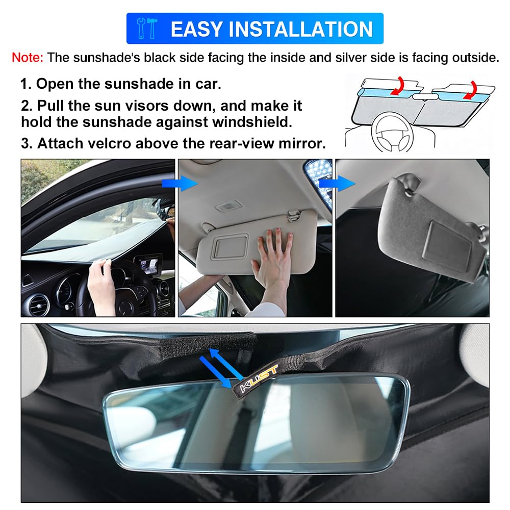 KUST Windshield Sun Shade for Toyota RAV4 2019-2023 2024 2025 Window Shade Sun Visor Cover Foldable Blocks UV Rays Keep Your Car Cooler