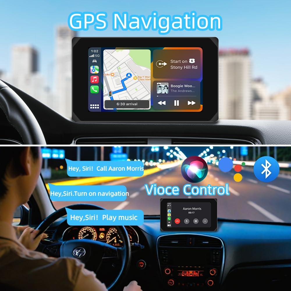 VSYSTO Truck Carplay, 5" Touchscreen WiFi 3CH Truck Dash Cam, GPS Navigation, Parking Monitoring, Front and Left and Right Cameras, Infrared Night Vision, Wired Controller, Temperature Display