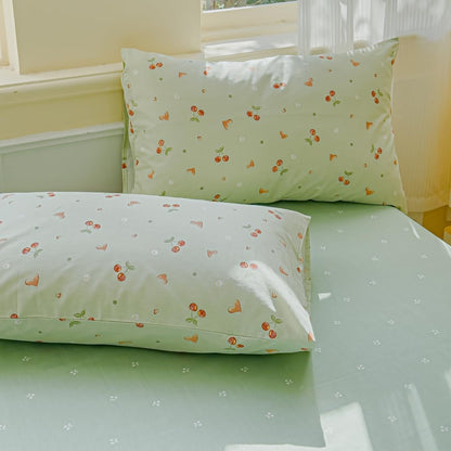 LIWHENHAO Blueberry Duvet Cover Set Twin 100% Cotton Bedding Blue Cherry Jam Purple Fruit on White 1 Cute Kawaii Floral Comforter Cover Zipper Closure 2 Pillowcases for Kids Girls Boys