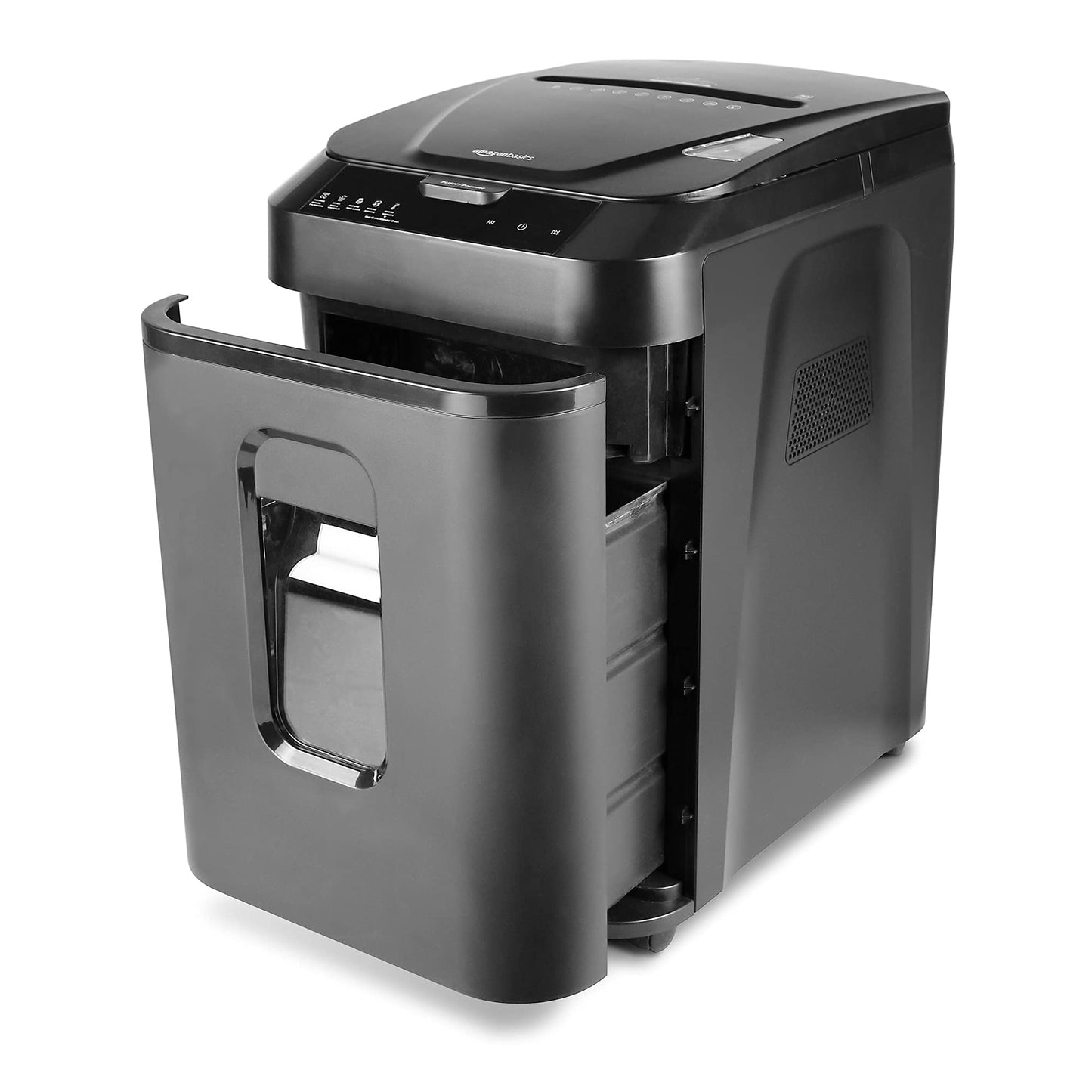 Amazon Basics 150-Sheet Autofeed Micro-Cut Paper and Credit Card Shredder, High Security Level P-4 with 8.5-Gallon Bin, 60-Minute Continuous Run Time, Black