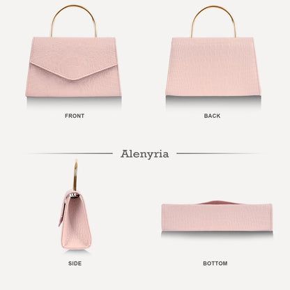 ALENYRIA Top Handle Evening Bag for Women Vegan Leather Envelope Clutch Purse Handbag Formal Wedding Prom Party (Faux Crocodile Skin Nude)