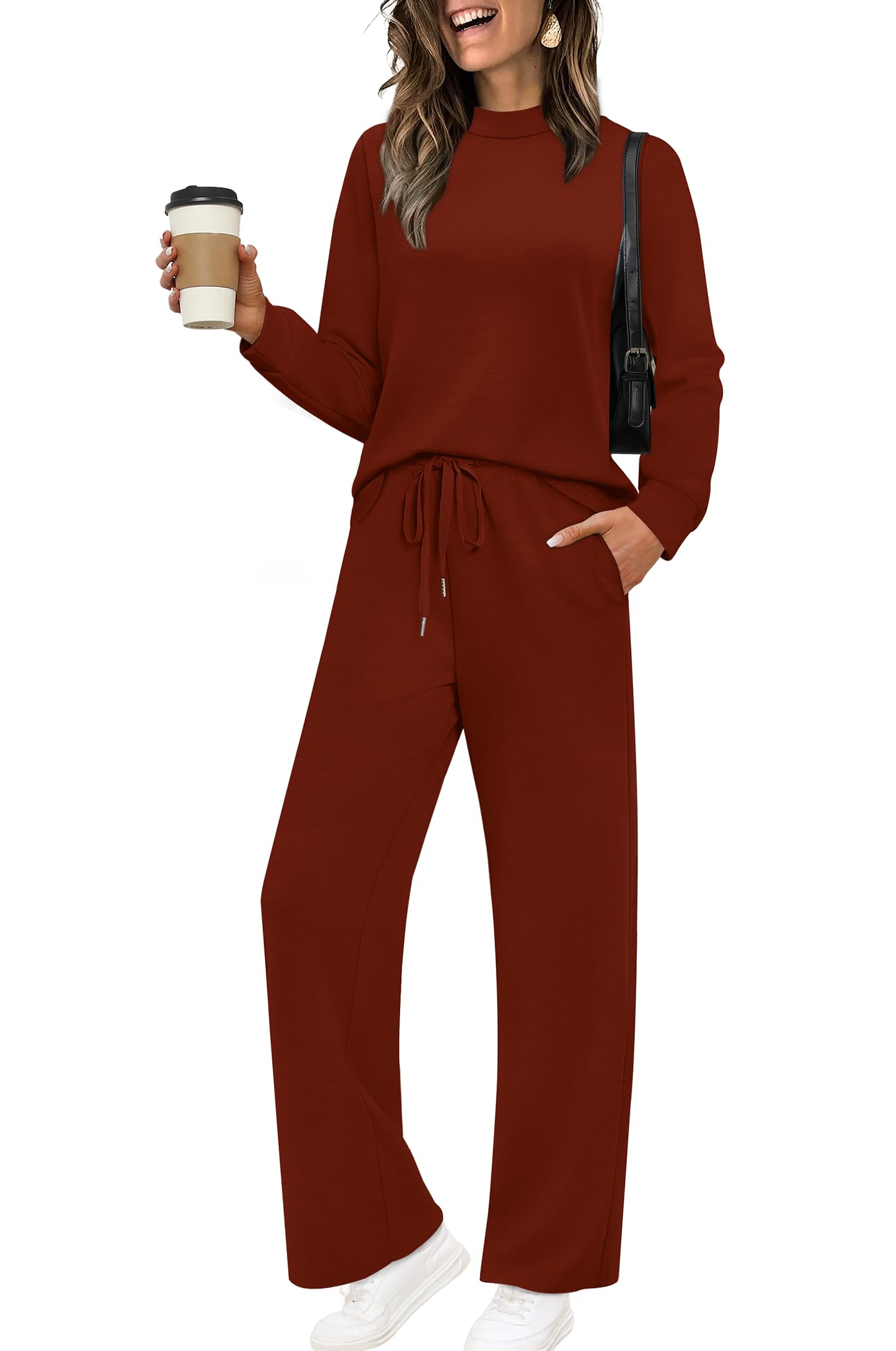 Sampeel Two Piece Sets for Women Mock Neck Matching Sets Loungewear Fall Clothes Travel Outfits Fashion 2025 XS-2XL