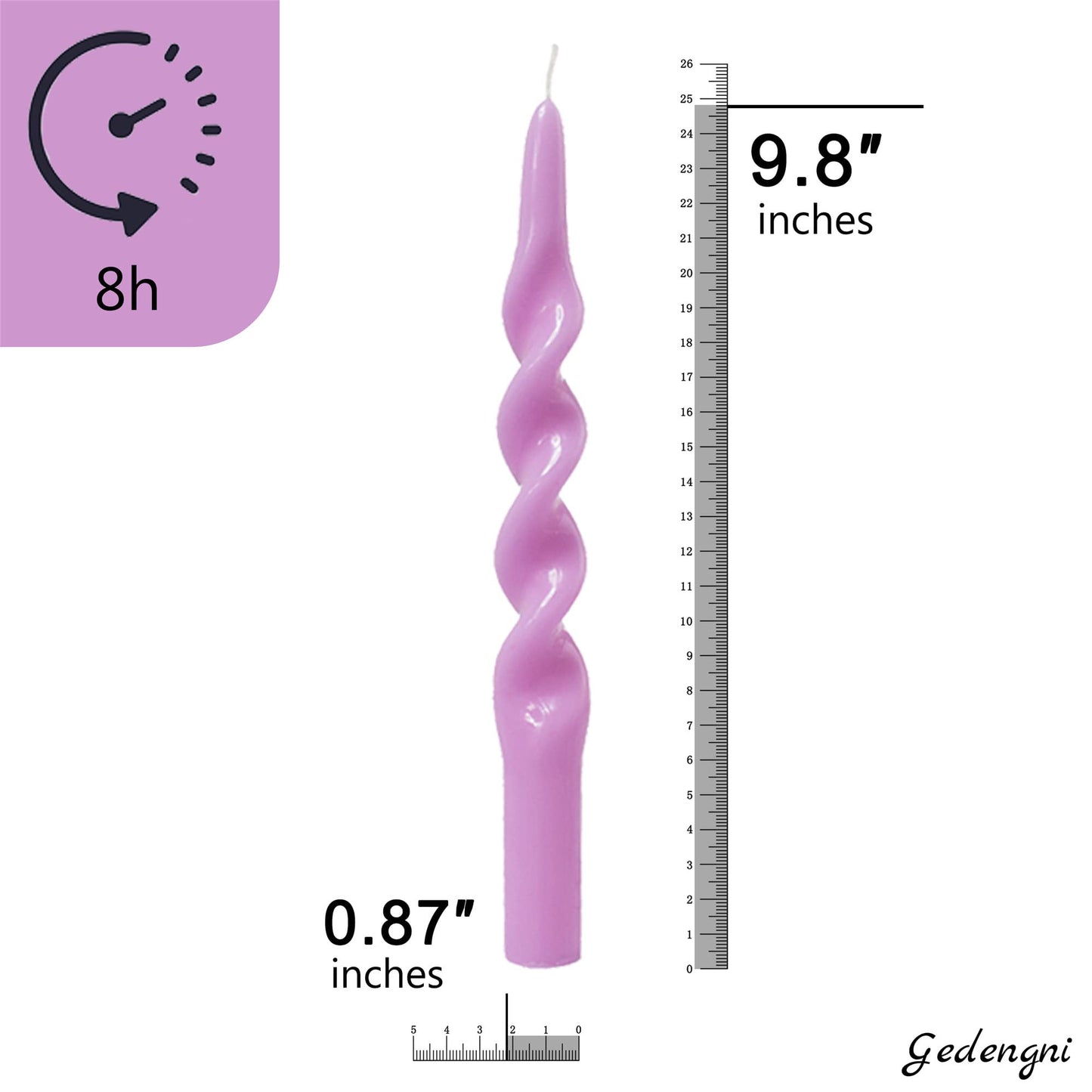 Gedengni Spiral Taper Candles Twisted Candlesticks -10 inches Lavender Candle Sticks Long Tapered Candle Purple Twist Candlestick for Home Dinner Wedding Women Gifts, 2pcs (1D-Light Purple)