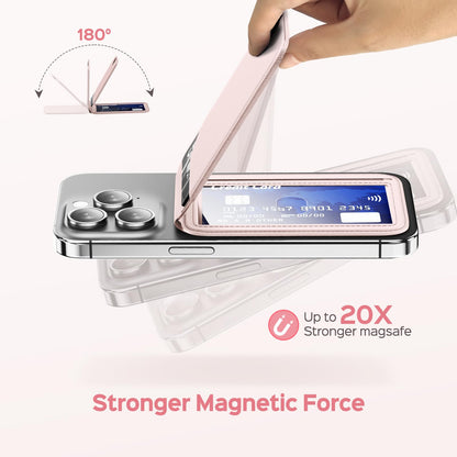 Mag-Safe Wallet Magnetic Wallet for Phone Lightweight Magnetic Phone Pouch Stand Adjustable Leather Mag-Safe Card Holder for iPhone 17/16/15/14/13/12 Series, Not for iPhone 13/12 Mini (Black)