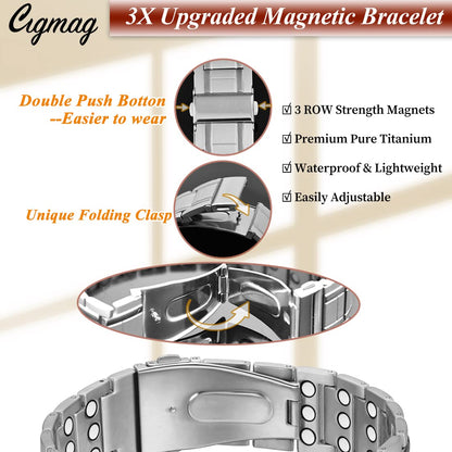 Cigmag 3X Magnetic Bracelets for Men Ultra Strength Magnets Upgrade Folding Clasp Titanium Bracelet & Copper Ring Adjustable