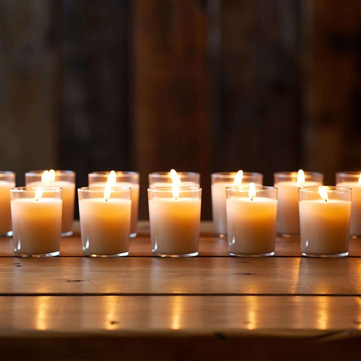 24 Pack Unscented Votives Candles in Glass- Ideal Gift for Wishing,Hydrotherapy, Wedding, Birthday, Holiday, Party,Votive Candles Bulk, Transparent Glass Filled, Wishing Candles