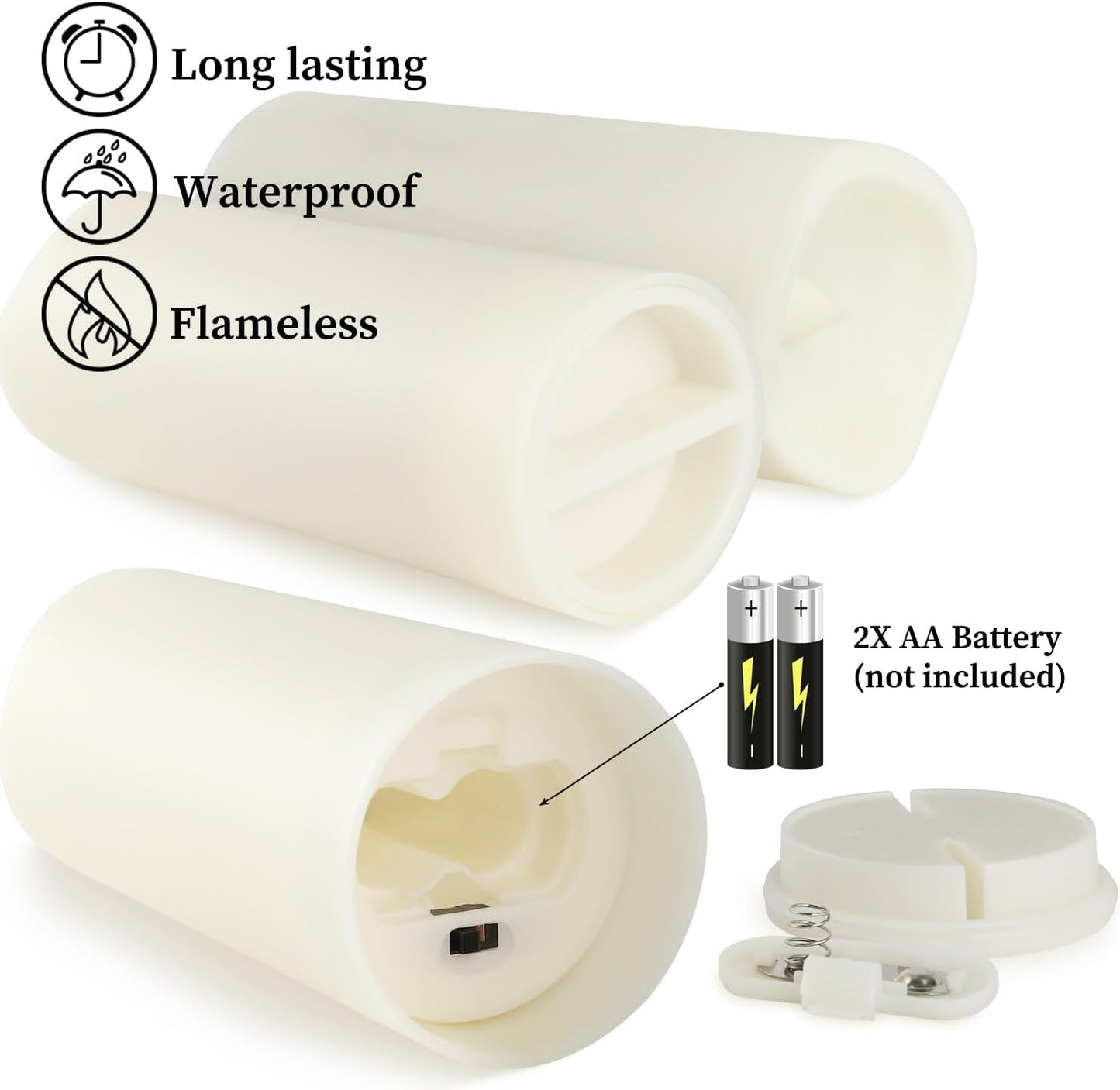 YOROXRG Set of 96 Waterproof Outdoor Flameless Candles, LED Candles with 4 Remote and Timer,(H 4" 5" 6" x D 2.2"),for Halloween Wedding Festival
