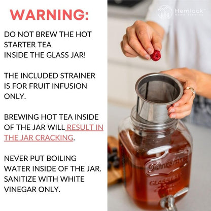 1 Gallon Kombucha Jar Starter Kit with Spigot, Continuous Kombucha Brewing Jar Kit, Glass Kombucha Starter Kit with Stainless Steel Mesh Filter (1GKJ)