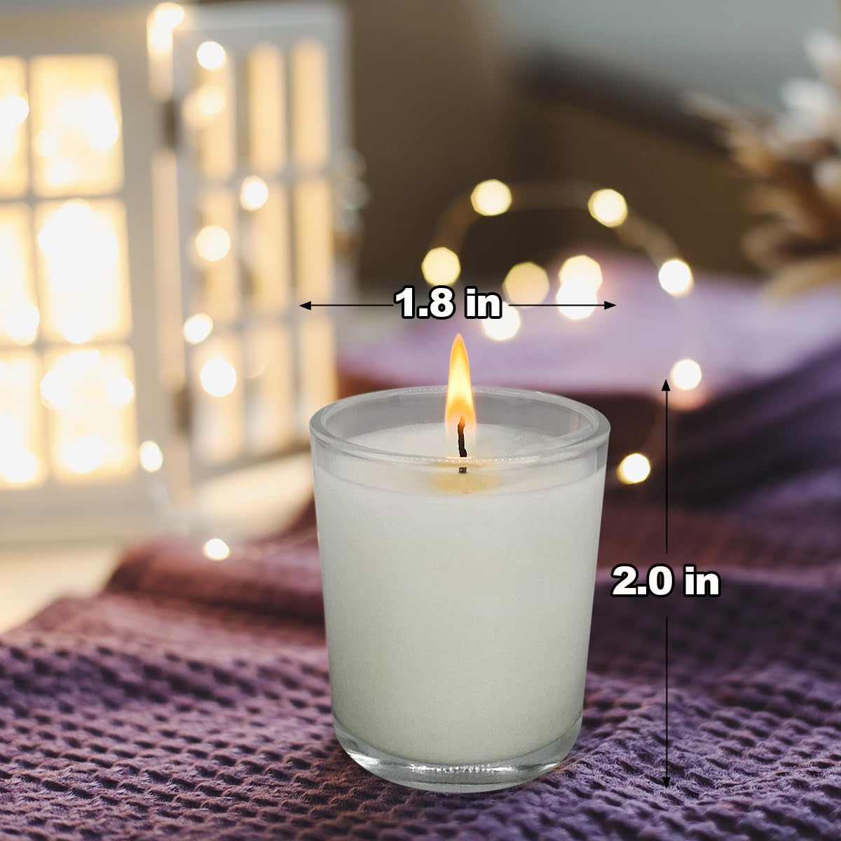 72 Pack White Unscented Clear Glass Filled Votive Candles, Hand Poured Wax Candle Ideal Gifts for Aromatherapy Spa Weddings Birthdays Holidays Party
