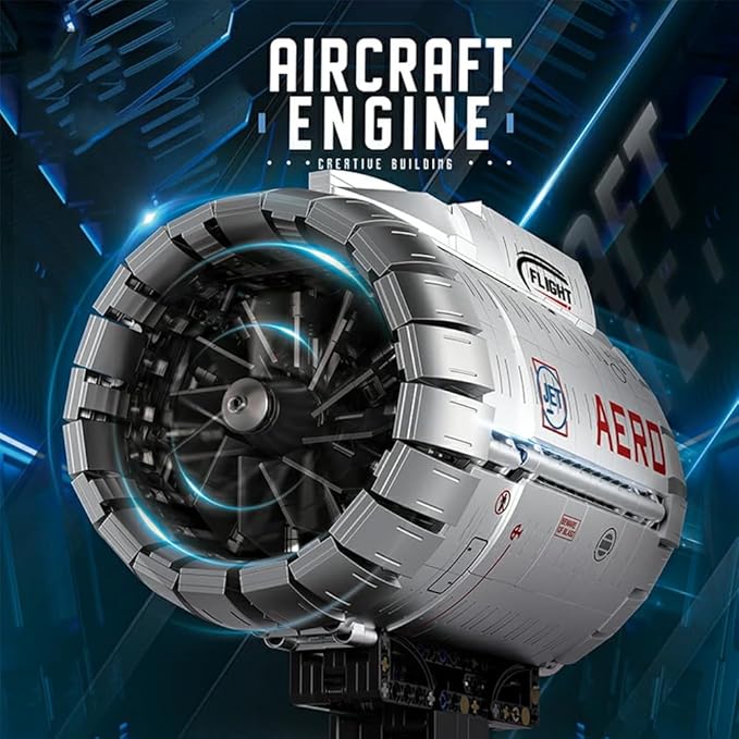 Aircraft Turbofan Engine Building Blocks Set for Adults - Powered Model with Motor STEM Engineering Toy Gifts for Builders (1786 Piece)