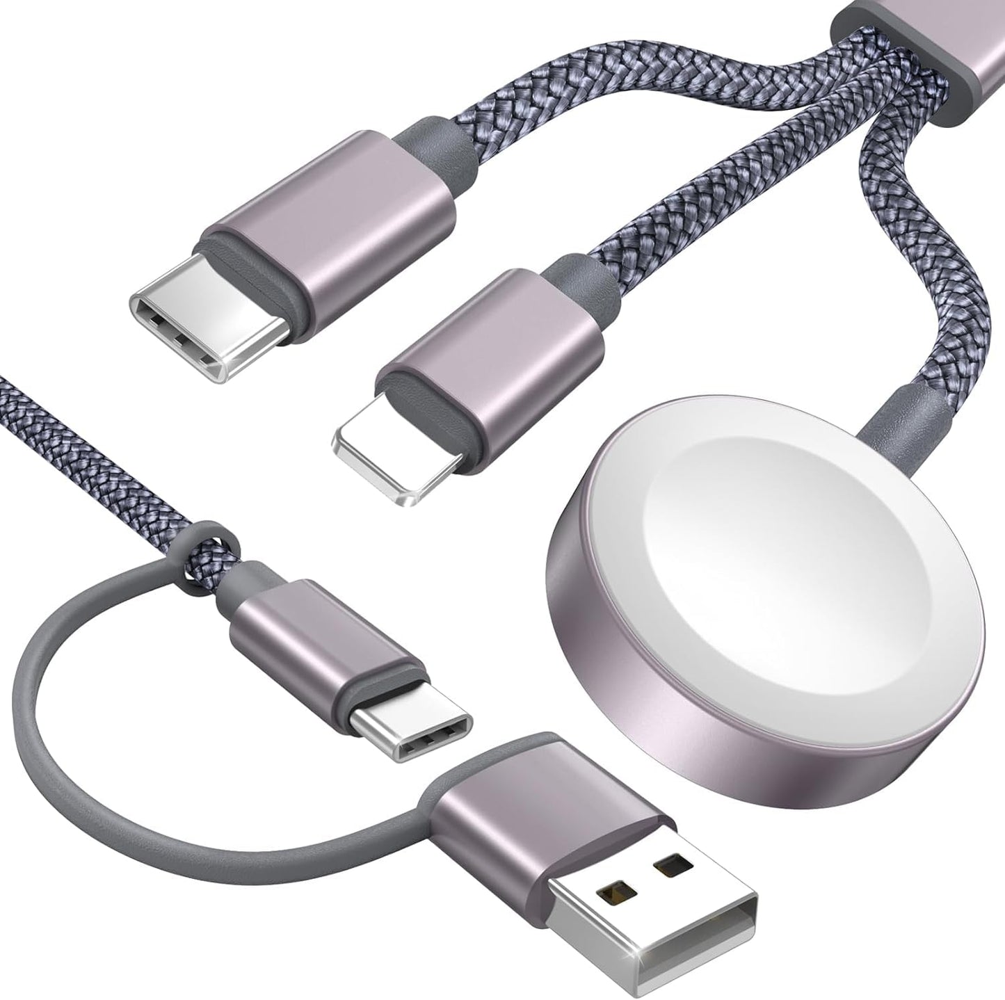 Travel Essentials,3 in 2 USB C Cable for Apple Watch Charger/iPhone Charger,Multi Charging Cable,Vacation RV Camping Essentials,Portable for iWatch Series 11-2/Ultra/SE& iPhone 17-12,Car,Xbox-4FT