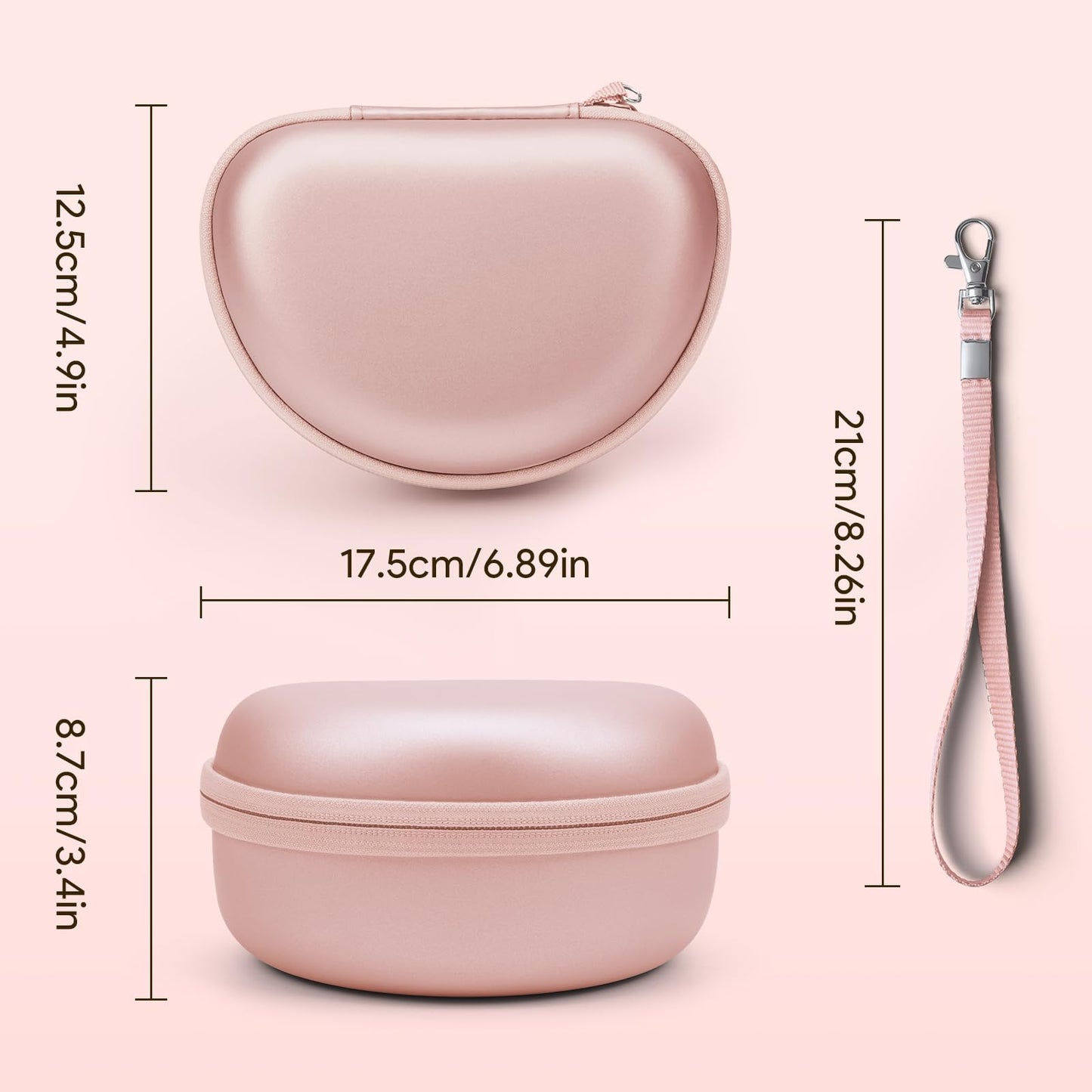 Case for Beats Solo3 /Solo 4 On-Ear Headphones, Portable Travel Hard Shell Storage Bag (Rose Gold)