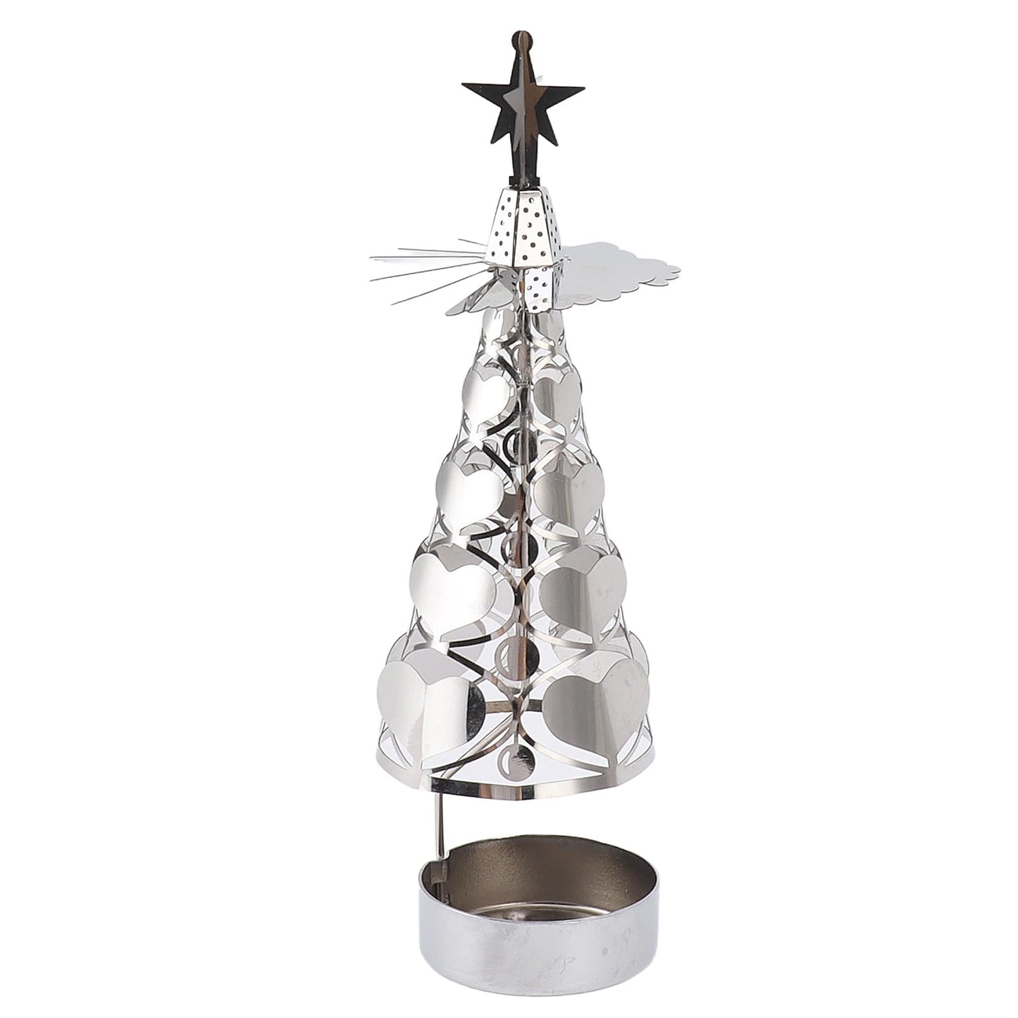 CHEOTIME Spinning Candle Holder with Cup, Rotary Candle Holder Rotating Candlestick Set for Romantic Wedding Christmas Party Home Table Decorations (Heart)