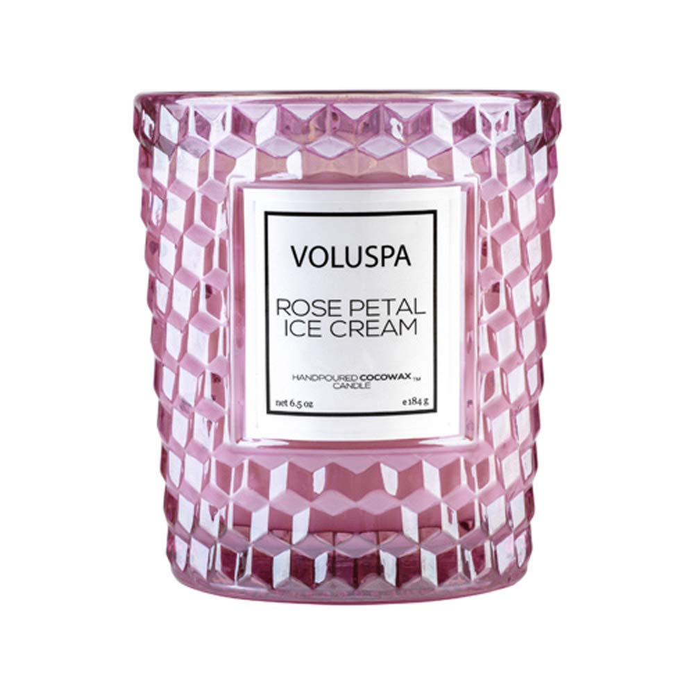Voluspa Rose Petal Ice Cream, Classic Candle Jar, 6.5 Ounce, 40 Hour Burn Time, Coconut Wax for Clean Burning, Handcrafted in the USA