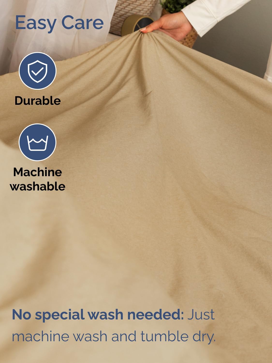 Skiennix Extra Deep Split King Sheet Set - 7 Piece Breathable Cooling Bedding - Luxury Soft Wrinkle-Free Heathered Tan