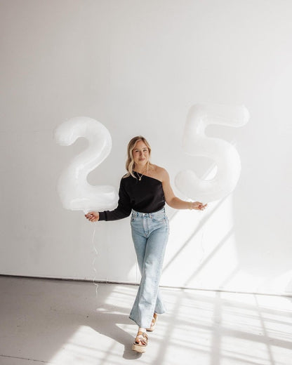 White 2 Balloon, Translucent Number Balloons 40 Inch, 2nd Balloon Number Birthday Decorations, Second Two Birthday Party Supplies, Number 2 Balloon