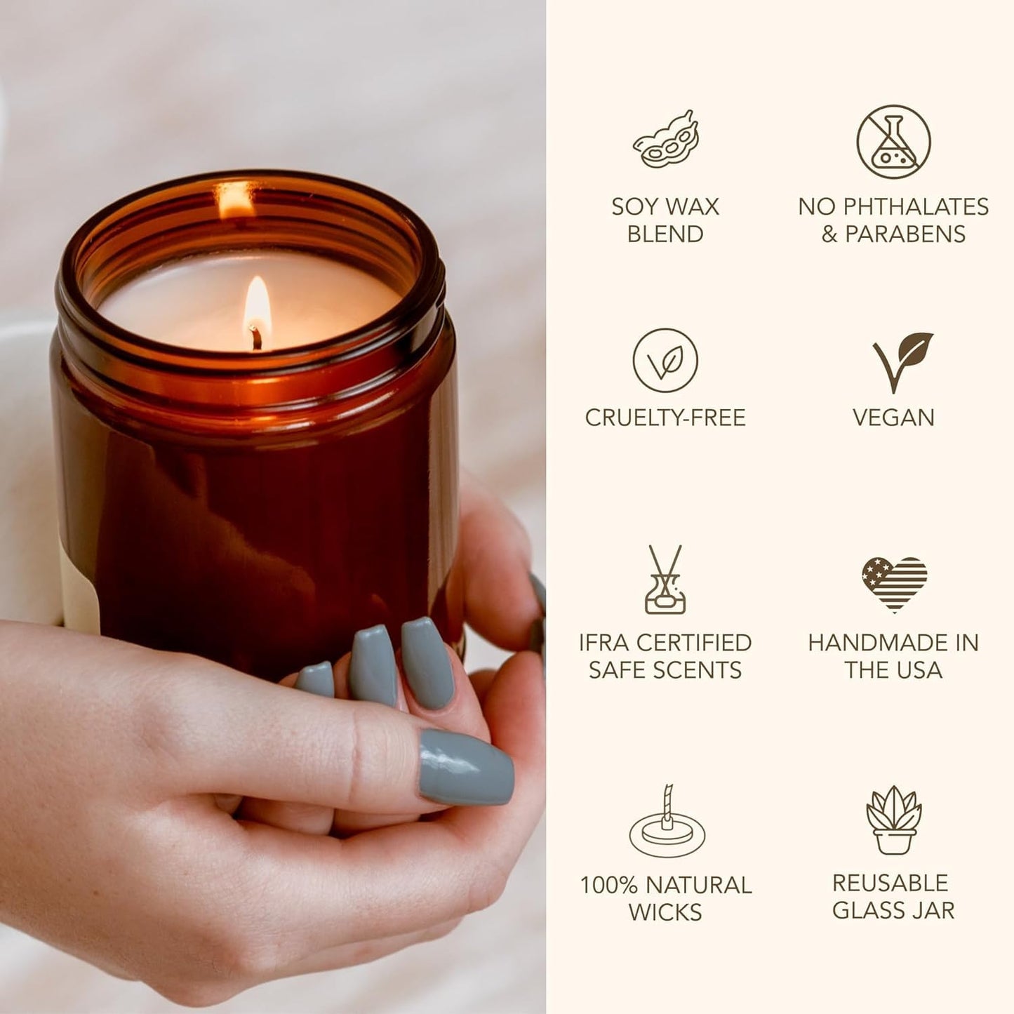 Bia Candle Co. Let's Get Lit, Patchouli Musk Soy Candle, Grapefruit Passion Fruit Black Pepper, Perfume-Inspired, High Fragrance Load, Lead-Free Wick, Reusable Glass Jar, 7 oz