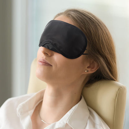 (Black) - Hicarer 30 Pieces Eye Mask Polyester Fabric Shade Cover Blindfold with Nose Pad and Adjustable Strap for Travel Sleep Or Party Game (Black)