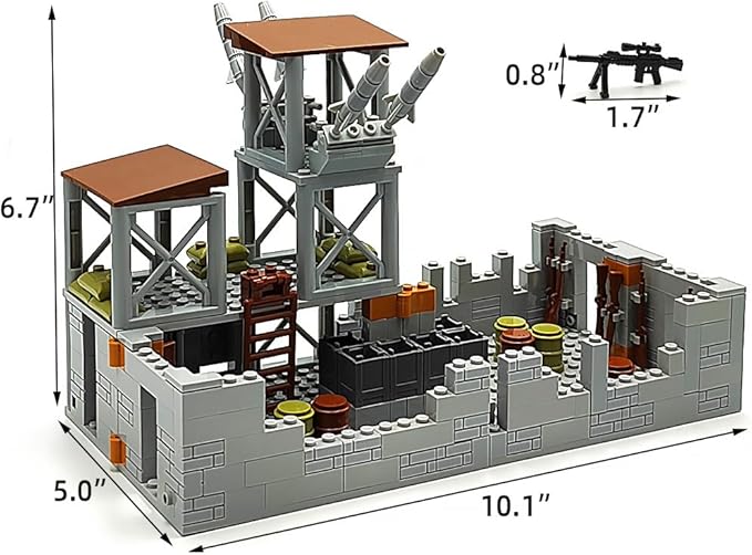 ZHX Military Base Building Brick Set for Army Minifigure War Accessories Defence Base Guard Tower Guns Weapons Building Block Toy for Kids 8 10 12 14 Years